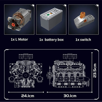 Mould King 10182 Motorized V8 Tank Engine