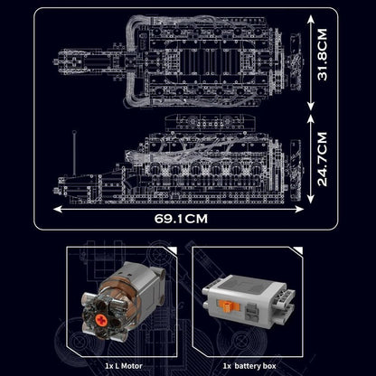 Mould King 10169 V12 Engine - Technical Building Block Set