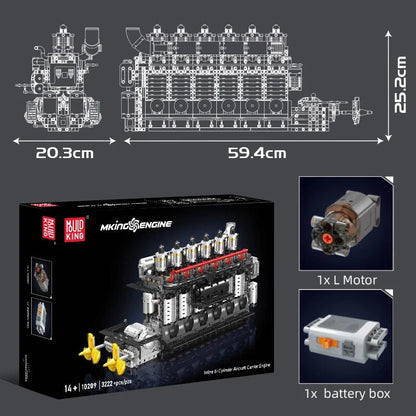 Mould King 10209 - Motorized Inline 6-Cylinder Engine Building Kit