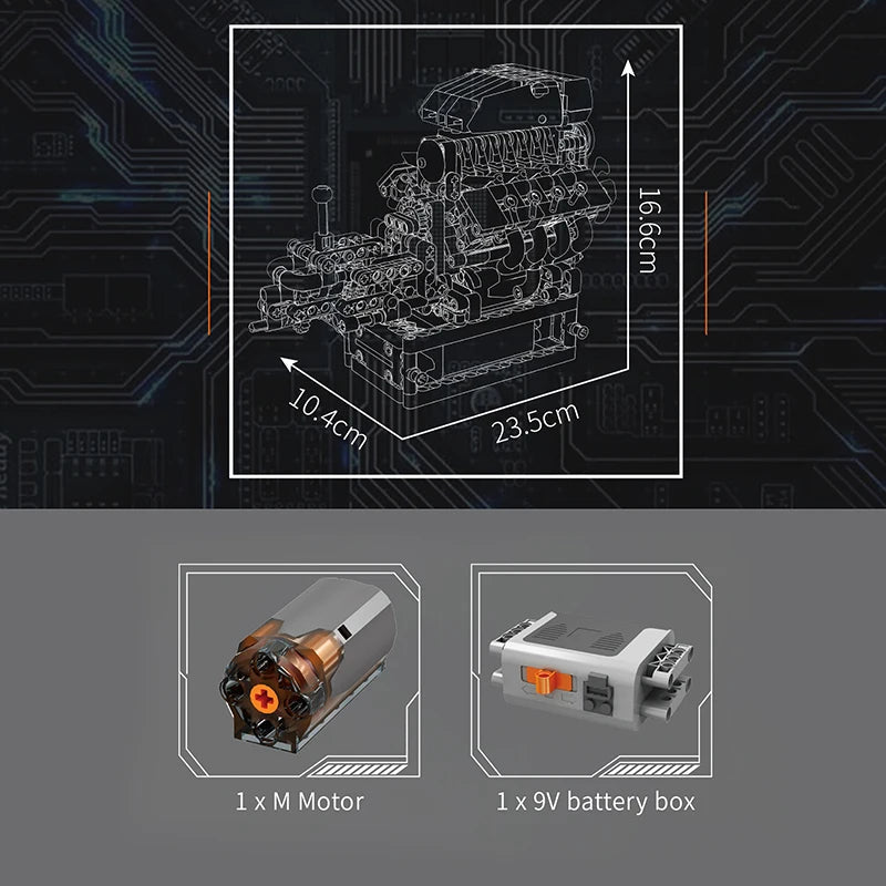Mould King 10225 Motorized V8 Engine