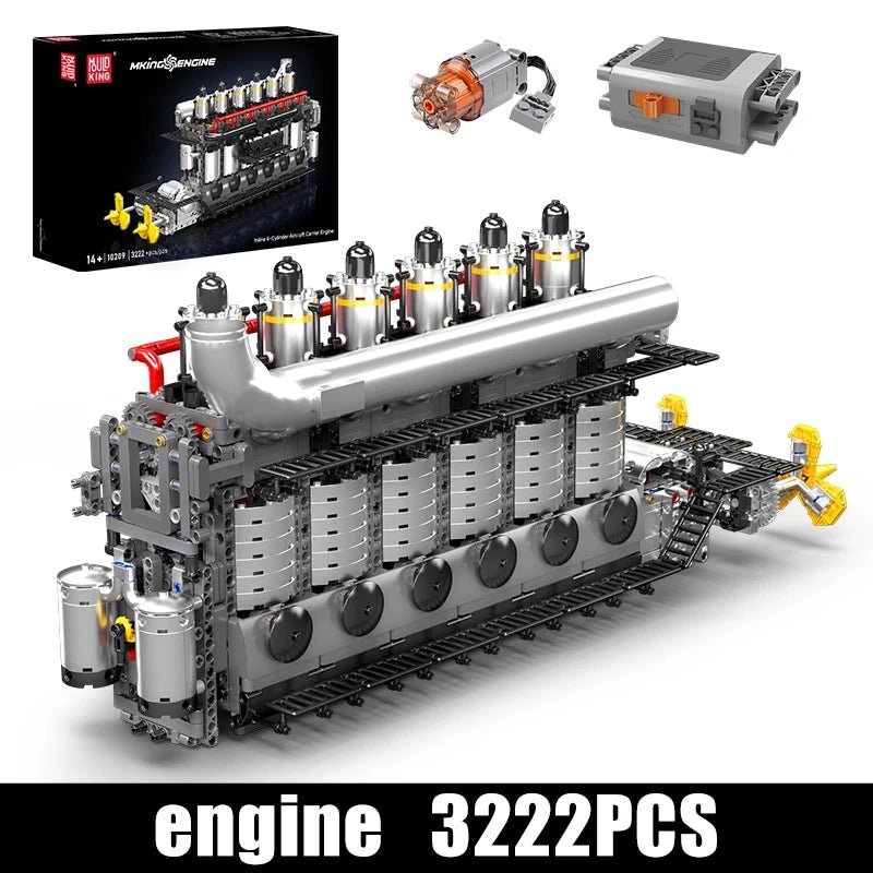 Mould King 10209 - Motorized Inline 6-Cylinder Engine Building Kit