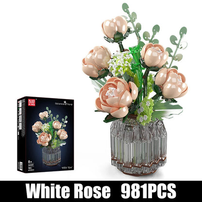 Mould King 24109 White Rose Bouquet - Building Block Flower Set